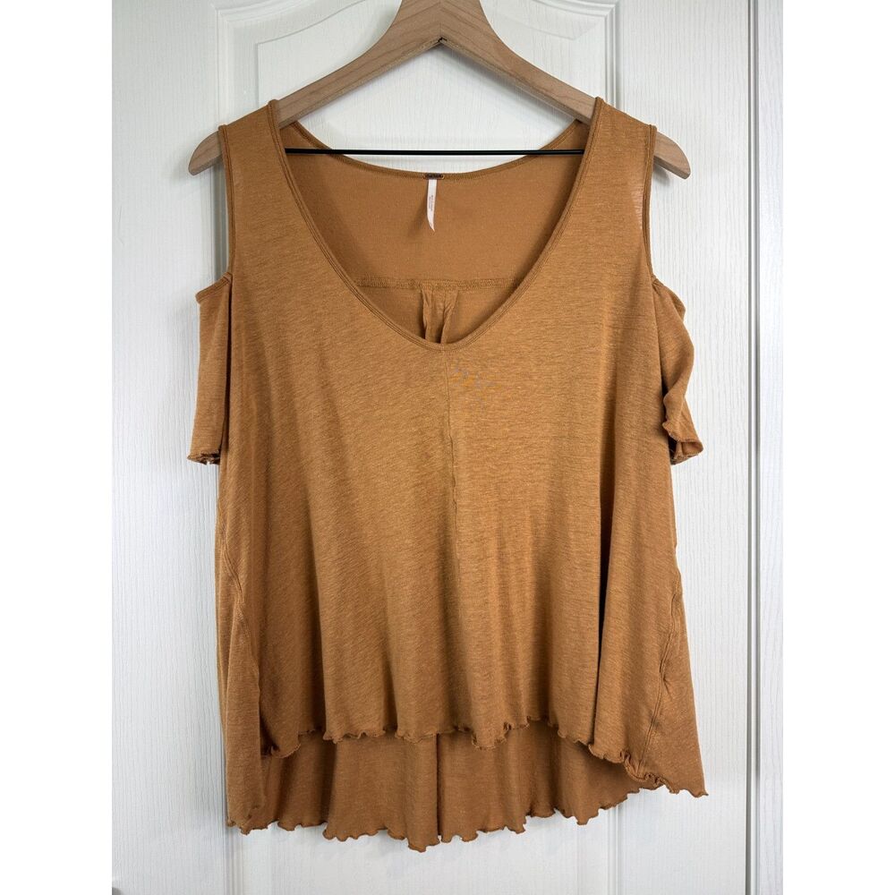 Free People Bittersweet Cold Shoulder High Low Tunic Top Mustard Gold Women's S